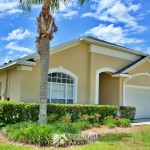 Corner shot of the exterior of Sunshine Villa at Glenbrook Resort, a short-term vacation rental home in Orlando near Walt Disney World