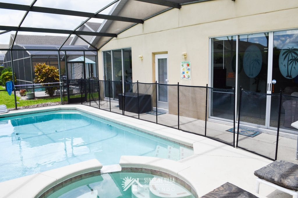 Pool with Safety Fence at Sunshine Villa at Glenbrook Resort near Orlando, Florida